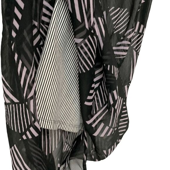 Volcom Women's size XS black Pink Sheer High low leaf print sundress - Picture 6 of 12